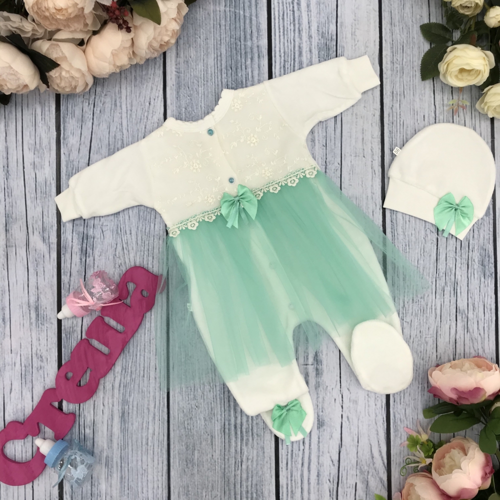 259-Б. Комбинезон с шапкой, хлопок 80% велюр 20% ПЭ бирюза