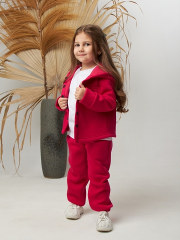 333. Костюм детский (Брюки+Толстовка) на кнопках, фуксия, хлопок 65%, 35% ПЭ, 3-х нитка с  начесом 122,128,134,140
