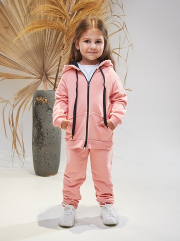 328-ПЕР. Костюм детский  на молнии, персик, хлопок 65%, 35% ПЭ, 3-х нитка без начеса 80,86,92