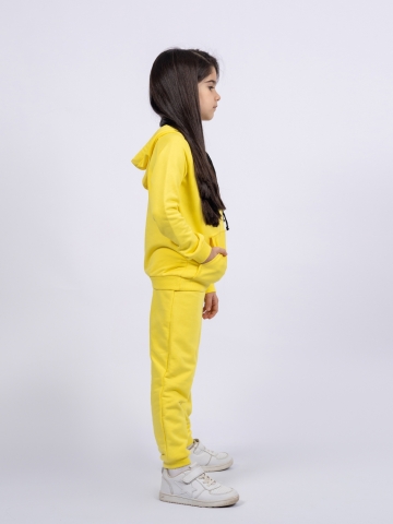311-Ж. Свитшот с капюшоном + Штаны, хлопок 65%, 35% ПЭ, 3-х нитка ( без начеса)  желтый 98,104,110,116