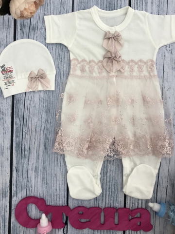 Купить оптом 284-П. Комбинезон с шапкой, (бабочка), пудра хлопок 100% кулирка 56,62 в Прокопьевске