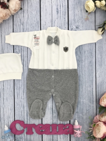 Купить оптом 302-С. Комбинезон складки  хлопок 80% велюр, 20 % ПЭ, р 56,62 , серый в Прокопьевске