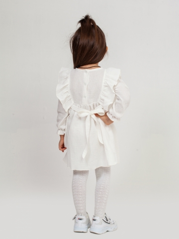 321-МО. Платье из муслина детское, хлопок 100% молочный, р. 74,80,86,92